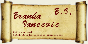 Branka Vančević vizit kartica